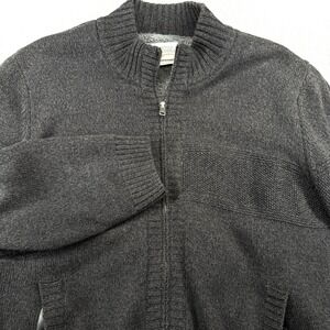 Boston Traders Sweater Full Zip Mens XXL Sherpa Lined Cardigan Knit Gray Winter